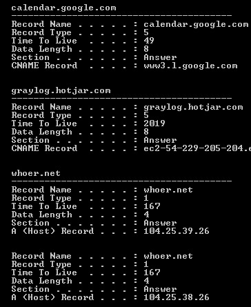 Просмотр истории через записи DNS